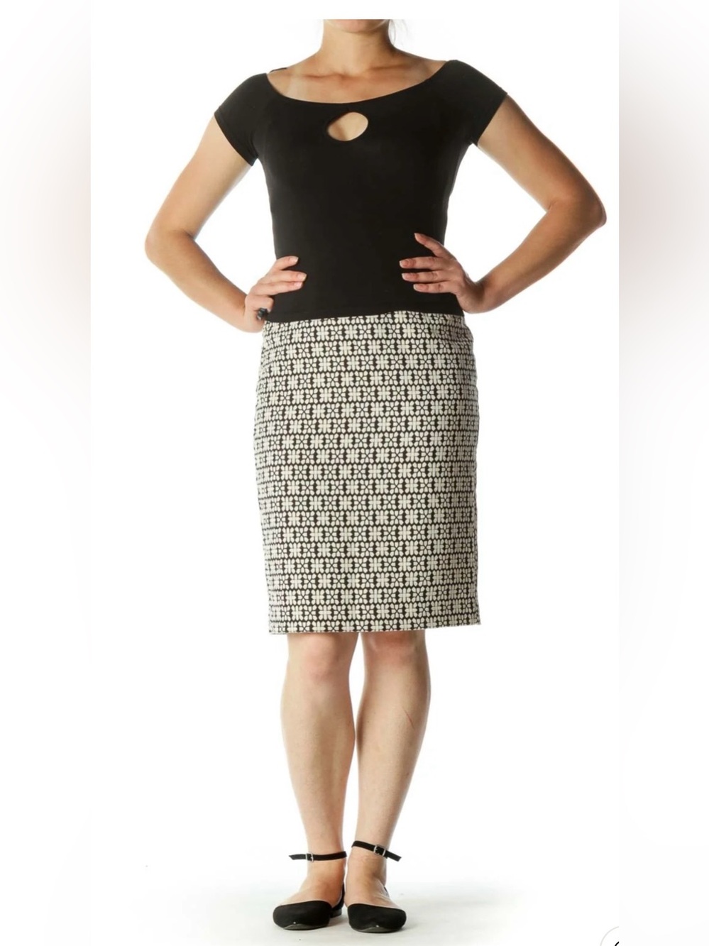 Banana Republic Sz 0 Bold Geo-Print Pencil Skirt – Lined, Career/Cocktail